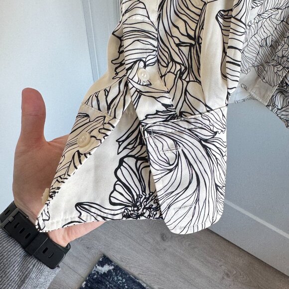 H&M Ivory Oversized Floral Print Shirt - Picture 3 of 5